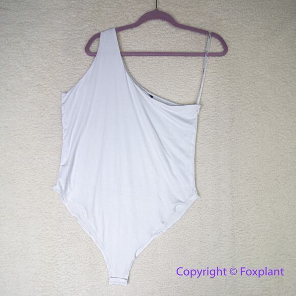 New! Eloquii One Shoulder Bodysuit in white, women plus‎ size 14/16 - Picture 1 of 11